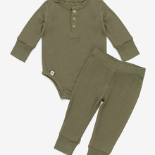 Load image into Gallery viewer, Olive Ribbed Two-Piece Set