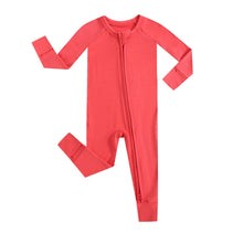 Load image into Gallery viewer, Berry Red Zippered Baby Romper
