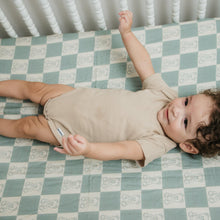 Load image into Gallery viewer, Organic Bamboo Cotton Muslin Crib Sheet in Checkered Bears