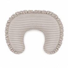 Load image into Gallery viewer, Grey Ivory Stripe Ruffle Nursing Pillow Cover