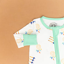 Load image into Gallery viewer, Green Dreamcatcher Zip Onesie