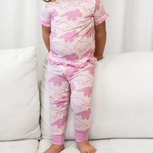Load image into Gallery viewer, Pink Short Sleeve Ruffle Triceratops Sleep Set