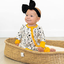 Load image into Gallery viewer, Orange Trim Halloween Zip Onesie