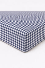 Load image into Gallery viewer, Navy Blue Gingham Crib Sheet