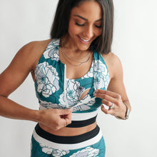 Load image into Gallery viewer, Crop Zip Up Breastfeeding Swimsuit Top
