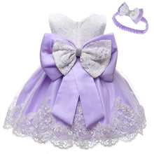 Load image into Gallery viewer, Modern luxury Baby Elegant Baby Girls 1st Year Birthday Dress Halloween Costume Party Dress For Baby And Girls With Big Bow And Modern Unique Colors