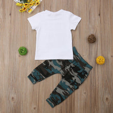 Load image into Gallery viewer, Hip Hop Short Sleeve Summer Toddler Infant Like A Boss Letter Tops T-Shirt and Pants Set For Baby Boy Kids In Military Style