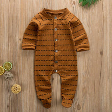 Load image into Gallery viewer, Newborn Infant Baby Girl and Boy Long Sleeve Romper Wrap Foot Jumpsuit For Baby In Brown Design