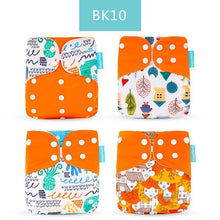Load image into Gallery viewer, 4pcs/set Washable Eco-Friendly Cloth Diaper Cover Adjustable Nappy Cloth Diapers Cloth Nappy For Baby Boys and Grils Baby