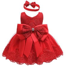 Load image into Gallery viewer, Modern luxury Baby Elegant Baby Girls 1st Year Birthday Dress Halloween Costume Party Dress For Baby And Girls With Big Bow And Modern Unique Colors