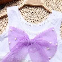 Load image into Gallery viewer, Luxury Summer Fashion Purple Stripe Round Neck Sleeveless Chiffon Dresses for baby Girls With Big Bow