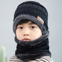 Load image into Gallery viewer, Knitted Baby Hats Cap and Scarf Turban Beanie Cotton Warm Wool Fur Caps Soft Hat For Childern Girl And Boys