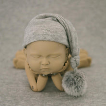 Load image into Gallery viewer, Modern Newborn Photography Props Knit Cap With Fur Ball For Newborn Baby Cap Great For Photo Studio Photography Props Cap Beanie Baby