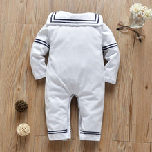 Load image into Gallery viewer, Newborn Baby Boy/Girl White Navy Sailor Uniforms Long Sleeve Jumpsuit Romper For Baby Kids