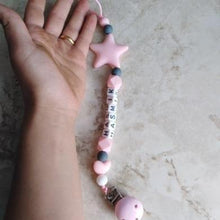Load image into Gallery viewer, Personalized Name Handmade Pacifier Clips Holder Chain Silicone Pacifier Chains Baby Teether Teething Chain For Baby and Kids