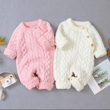 Load image into Gallery viewer, Handmade Knitted Baby Clothes Long Sleeve Newborn Baby Romper Winter Spring Baby Girl Romper Jumpsuit For Boys and Girls