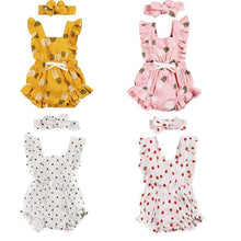 Load image into Gallery viewer, Newborn Baby Girls Ruffles Romper Backless Flower Sun suit Jumpsuits With Headband In Luxury Floral Design