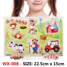 Load image into Gallery viewer, New Hand Grab Board Wooden Puzzle Toys for Children Cartoon Animal Fruit Kids Baby Early Educational Learning Toy