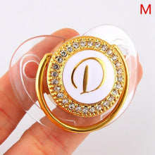 Load image into Gallery viewer, Modern Luxury Diamond Transparent Baby Pacifier Luxury Initials Letter D Bling Pacifier Rhinestone For Baby