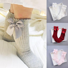 Load image into Gallery viewer, Non-slip Cotton Princess Knee High Long Skin-friendly Socks With Bow Mesh Newborn For Baby Girls