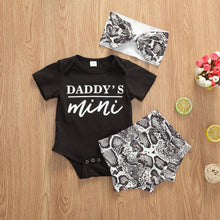 Load image into Gallery viewer, Newborn Infant Baby Girls Clothes Sets Shorts Sleeve Romper Tops , Shorts , Headband InElegant Modern Design For Daddys Girl