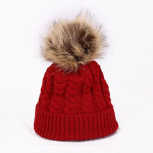 Load image into Gallery viewer, Winter Warm Baby Hat Fur Pompom Knitted Baby Hat Cap Infant Toddler Kids Hat Beanie In Modern Designer Style
