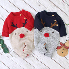 Load image into Gallery viewer, Baby Christmas Rompers Reindeer Knitted Jumpsuits Toddler Children Warm Wool Clothes 0-2Y For Boys and Girls Christmas Eve Costume