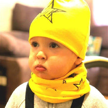 Load image into Gallery viewer, Star Print Cotton Hat And Scarf Baby Beanie Kids Caps Children's Accessories For Boys and Girls
