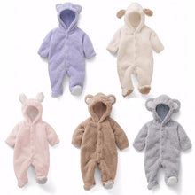 Load image into Gallery viewer, Newborn Winter Bear Baby Animal Coral Fleece Warm Romper Winter Costume Rompers Jumpsuit for Baby Boys/Girls