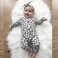 Load image into Gallery viewer, Newborn Clothes Baby Girls Romper Hearts Print Cotton Long Sleeve Jumpsuit and Headband Set