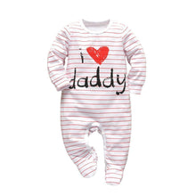 Load image into Gallery viewer, Newborn Baby Rompers Pajama Cotton Cute Letter I Love Daddy and Mummy Long Sleeve rompers Clothes For Baby Kids