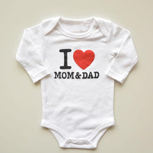 Load image into Gallery viewer, Baby Boys Girls Romper Cotton Long Sleeve Letter Print I Love Mom & Dad Jumpsuit In Modern Design