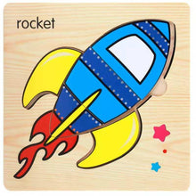 Load image into Gallery viewer, 3D Wooden Children Interesting Puzzle Toys With Animals and Cars Exellent Puzzles Intelligence Kids Early Educational Toys For Children