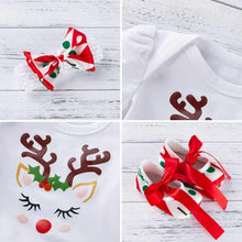 Load image into Gallery viewer, 3PCS Clothes Set Romper Dress Cottons Cartoon Deer Excellent Look Bowknot Shoes Outfit