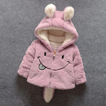 Load image into Gallery viewer, Baby Girl Einter Jacket Girl Cute Rabbit HoodedJacket Children's Wool Sweater Plus Thick Warm Plush For Kids