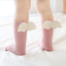 Load image into Gallery viewer, Luxury Modern Socks Baby Girls Knee High Socks With Angel wing Summer Autumn Cotton Socks Solid Candy Color Toddler For Kids