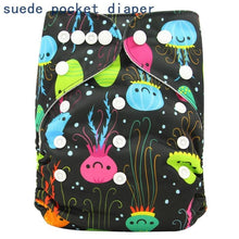 Load image into Gallery viewer, Newborn Cloth Diaper Sewed in Charcoal Bamboo Insert and Suede Pocket Diapers Waterproof Baby Nappies Design for Baby