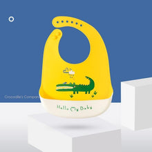 Load image into Gallery viewer, Cute Cartoon Print Baby Bibs Waterproof Soft Silicone Baby Feeding Stuff Dinosaur Pattern Bib For Kids