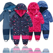 Load image into Gallery viewer, Ski suit For Children Soft Shell Outdoor Jacket Waterproof Fleece Lining Jumpsuit For Boys and Girls In Modern Colorful Design