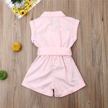Load image into Gallery viewer, Baby Girls Clothes Sleeveless Turn-down Collar One-Pieces Romper Solid Color Girls Jumpsuit Dress for Girls