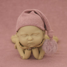 Load image into Gallery viewer, Modern Newborn Photography Props Knit Cap With Fur Ball For Newborn Baby Cap Great For Photo Studio Photography Props Cap Beanie Baby