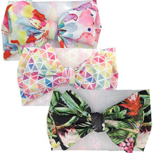 Load image into Gallery viewer, Handmade Luxury 3PCS Baby Accessories Turban Baby Girl Headbands Printed Big Bows Fabric Bow Infant Headwraps bow For Kids