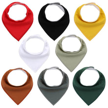 Load image into Gallery viewer, 8PCS/SET Comfortable Colorful 100% Organic Cotton Adjustable Snaps Bandana Saliva Bibs For Baby Boys & Girls Kids
