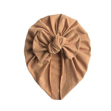 Load image into Gallery viewer, Handamde Elegant Baby Hats for Girls Big Bow Turban Hat Newborn Baby Beanie Cap Solid Color Style