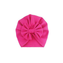 Load image into Gallery viewer, Handamde Elegant Baby Hats for Girls Big Bow Turban Hat Newborn Baby Beanie Cap Solid Color Style