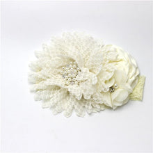 Load image into Gallery viewer, Luxury Modern Handmade Flower Headband Newborn Infant Pearl Flowers With Lace wide Headbands Bebes Hair Accessories Bow