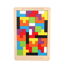 Load image into Gallery viewer, Colorful 3D Puzzle Wooden Tangram Math Toys Tetris Game Children Pre-school Magination Intellectual Educational Toy for Kids