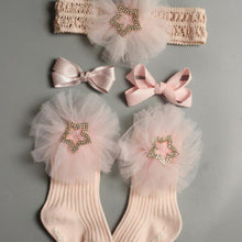 Load image into Gallery viewer, 4PCS/SET Newborn Baby Girl Socks Ankle Princess Anti Slip Socks+Headband+Hair Pin For Baby