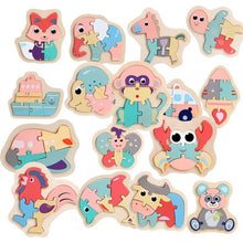 Load image into Gallery viewer, Wooden Children Colorful Animal Stevvex Puzzle for Toddler Creative Puzzle Early Educational Toys for Boys and Girls 2-4