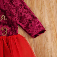 Load image into Gallery viewer, 0-18 Months Baby Girls Red Long Sleeve Letters Printed Pattern Christmas Party Dress Perfect Gift